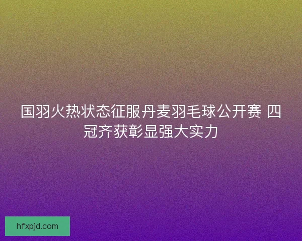 国羽火热状态征服丹麦羽毛球公开赛 四冠齐获彰显强大实力